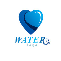 Ocean freshness theme vector symbol for use in mineral water advertising. Environment conservation concept.