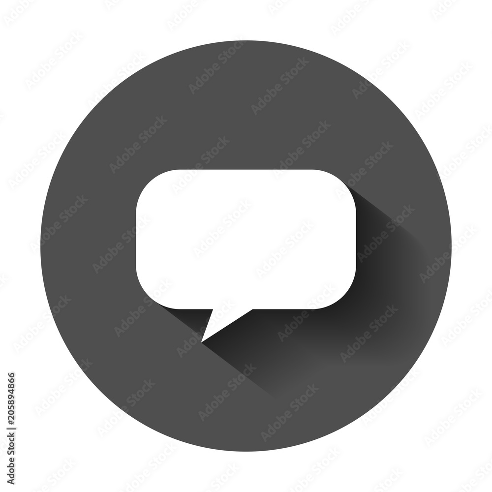 Poster blank empty speech bubble vector icon in flat style. dialogue box with long shadow. speech message b