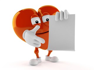 Heart character holding blank sheet of paper © Talaj
