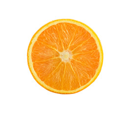 Round slice of orange isolated on white background.