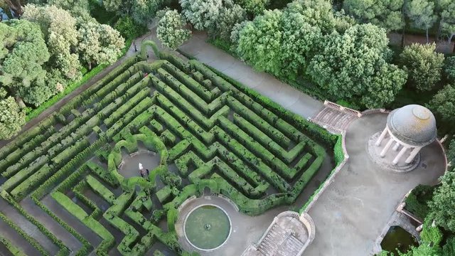 Barcelona, Spain. Aerial view of the city park and Laberint d'Horta