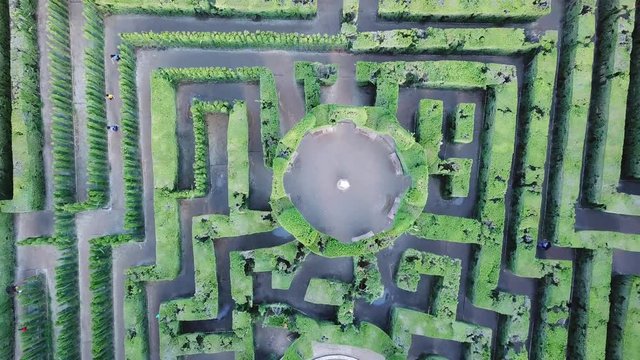 Barcelona, Spain. Aerial view of the city park and Laberint d'Horta