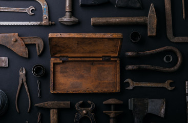 Fathers day greeting card concept. Flat lay. Copy space.