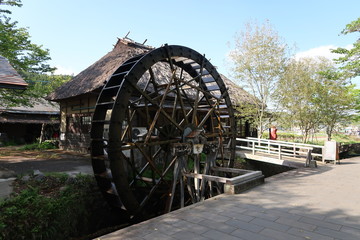 Obraz premium Japanese old house and water mill