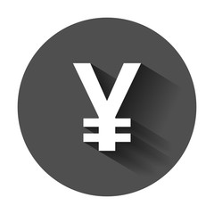 Yen, yuan money currency vector icon in flat style. Yen symbol illustration with long shadow. Asia money business concept.