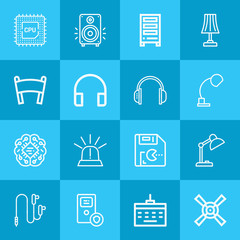 Outline technology 16 vector icons set. 16 icons page symbol for your web site design. logo, app, ui, illustration, eps10