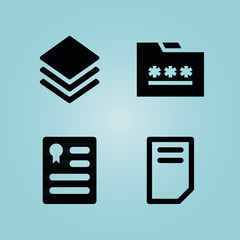 Filled interface 4 vector icons set. 4 icons page symbol for your web site design. logo, app, ui, illustration, eps10