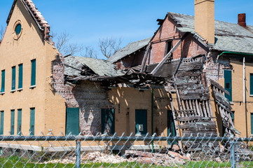 Ruined old house. Destroyed building