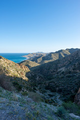 Viewpoint to the sea under the blue sky in Carboneras