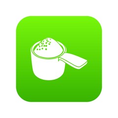 Detergent dose icon green vector isolated on white background