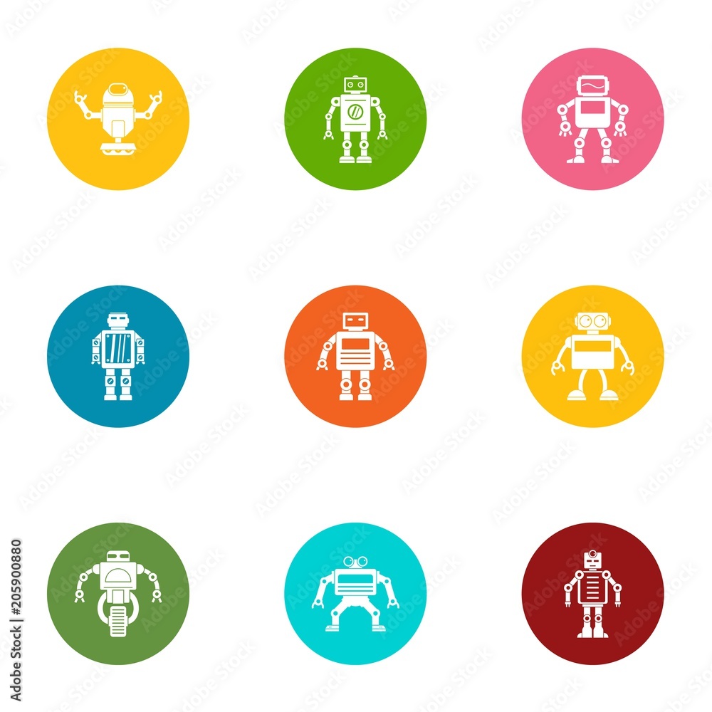 Poster bot icons set. flat set of 9 bot vector icons for web isolated on white background