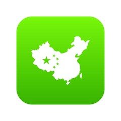 Map of China icon digital green for any design isolated on white vector illustration