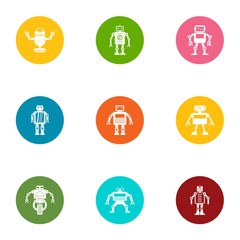 Bot icons set. Flat set of 9 bot vector icons for web isolated on white background