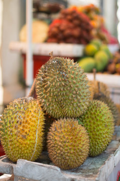 Durian in a produce market, Bali