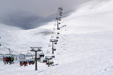 Ski lift in the mountains