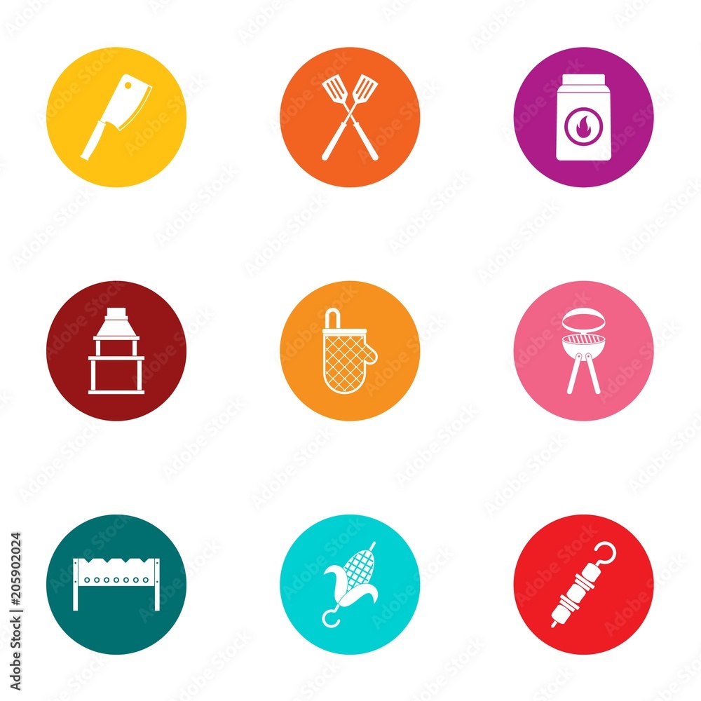 Poster cookout icons set. flat set of 9 cookout vector icons for web isolated on white background
