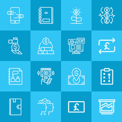 Outline business 16 vector icons set. 16 icons page symbol for your web site design. logo, app, ui, illustration, eps10