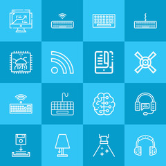 Outline technology 16 vector icons set. 16 icons page symbol for your web site design. logo, app, ui, illustration, eps10