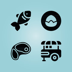 Filled food 4 vector icons set. 4 icons page symbol for your web site design. logo, app, ui, illustration, eps10