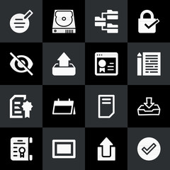 Filled interface 16 vector icons set. 16 icons page symbol for your web site design. logo, app, ui, illustration, eps10