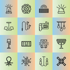 Outline technology 16 vector icons set. 16 icons page symbol for your web site design. logo, app, ui, illustration, eps10