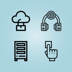 Outline technology 4 vector icons set. 4 icons page symbol for your web site design. logo, app, ui, illustration, eps10