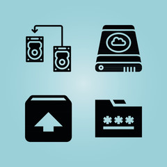 Filled interface 4 vector icons set. 4 icons page symbol for your web site design. logo, app, ui, illustration, eps10