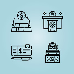 Outline money 4 vector icons set. 4 icons page symbol for your web site design. logo, app, ui, illustration, eps10
