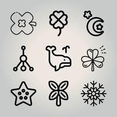 Outline nature 9 vector icons set. 9 icons page symbol for your web site design. logo, app, ui, illustration, eps10