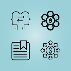 Outline business 4 vector icons set. 4 icons page symbol for your web site design. logo, app, ui, illustration, eps10