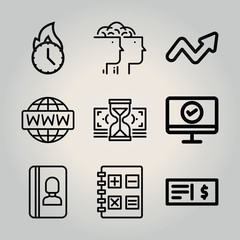 Outline business 9 vector icons set. 9 icons page symbol for your web site design. logo, app, ui, illustration, eps10