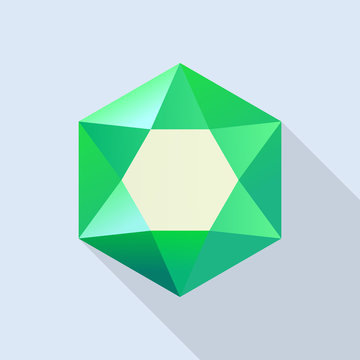 Shiny emerald icon. Flat illustration of shiny emerald vector icon for web design
