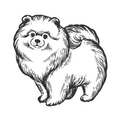 Spitz dog animal engraving vector illustration