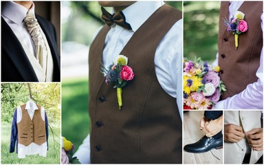 Men's wedding suit collage - elegant groom suits.