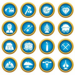 Mining minerals business icons set. Simple illustration of 16 mining minerals business vector icons for web