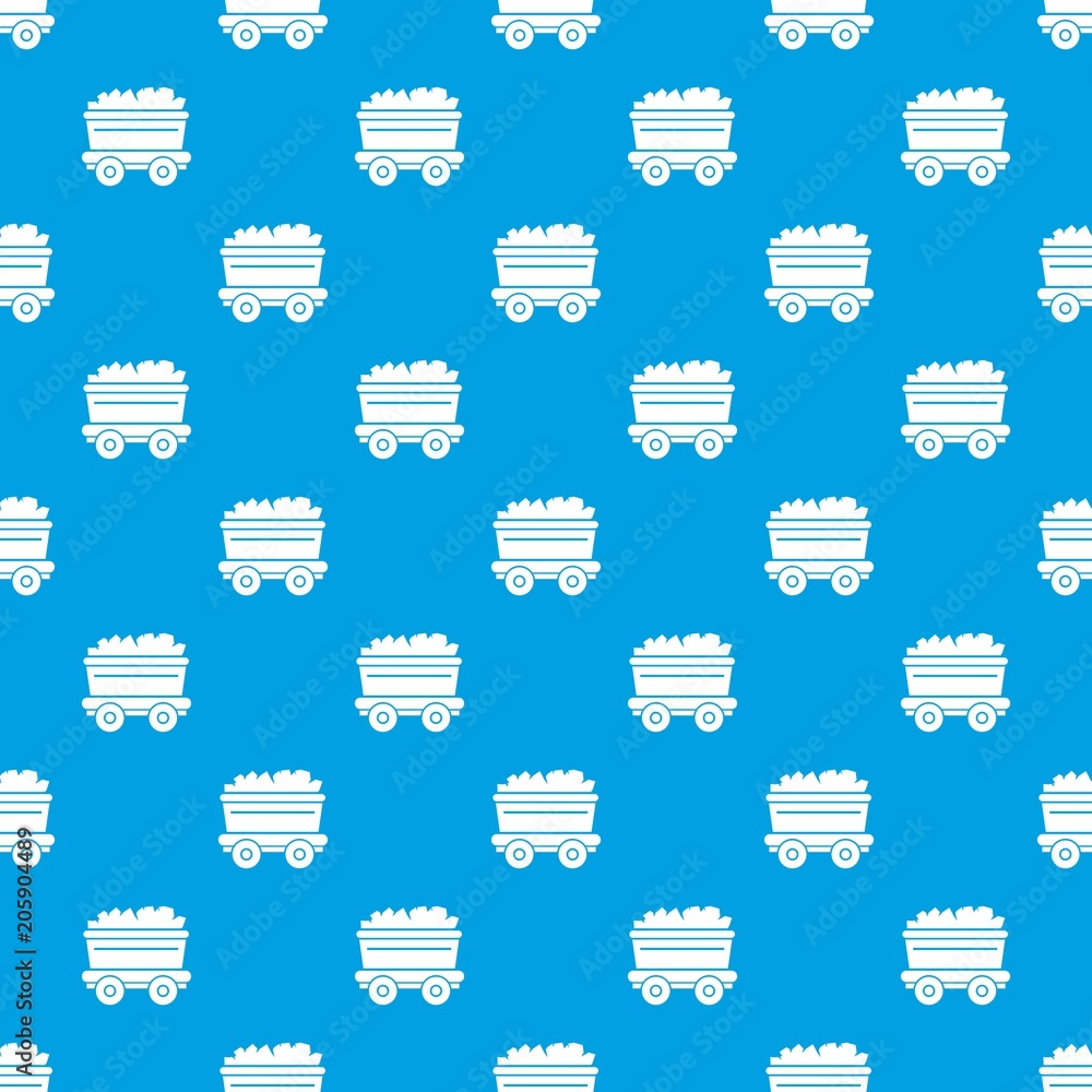 Poster mine cart pattern vector seamless blue repeat for any use