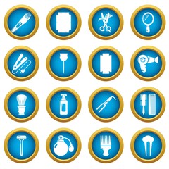 Hairdresser icons set. Simple illustration of 16 hairdresser vector icons for web