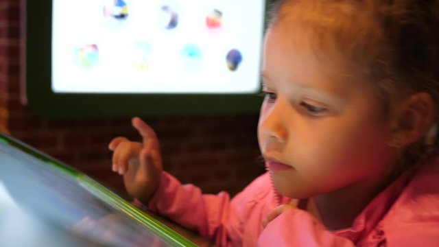 Child type educational multimedia touchscreen display in Hewelianum Science Center in Gdansk Poland