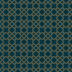 Abstract seamless pattern, Vector seamless pattern. Repeating geometric ornament . luxury gold blue color