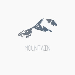 Mountain vector illustration. Nature mountain silhouette elements. Outdoor icon snow ice mountain tops, decorative isolated. Camping mountain landscape travel climbing or hiking mountains