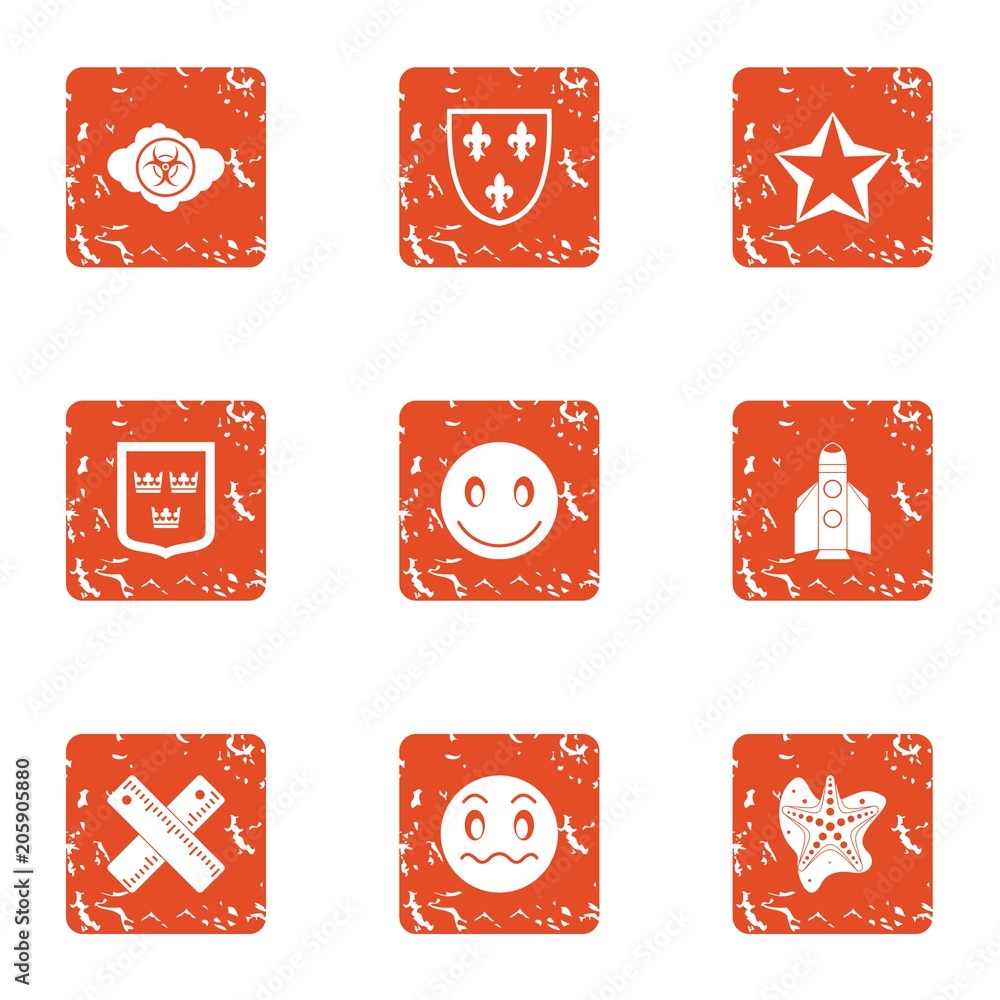 Poster protecting the past icons set. grunge set of 9 protecting the past vector icons for web isolated on 