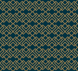 Abstract seamless pattern, Vector seamless pattern. Repeating geometric ornament . luxury gold blue color