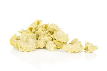 Pasta creste di gallo heap spinach raw isolated on white background.