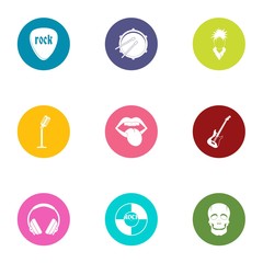 Rock band icons set. Flat set of 9 rock band vector icons for web isolated on white background