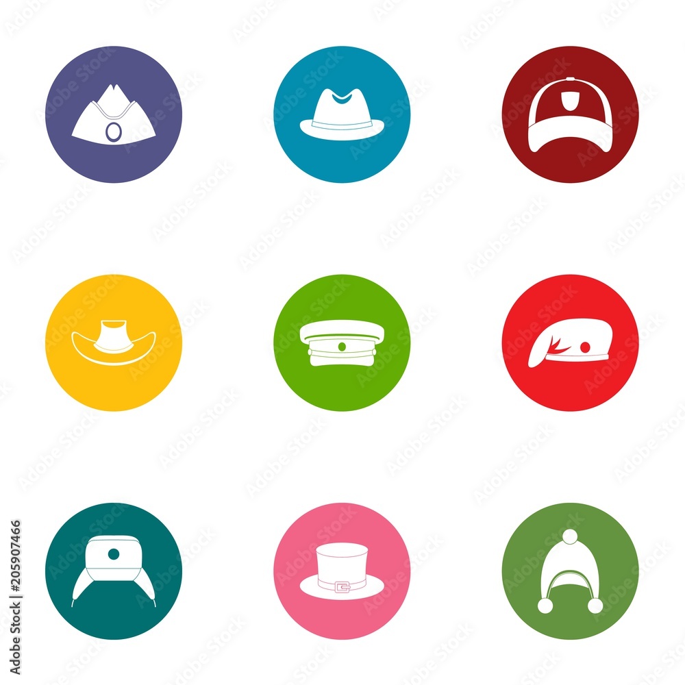Aufkleber headpiece icons set. flat set of 9 headpiece vector icons for web isolated on white background
