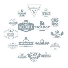 Molecule logo icons set. Simple illustration of 16 molecule logo vector icons for web