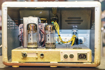 Radio tubes inside the old amplifier