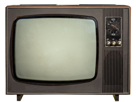 old 1960s tv isolated on white background