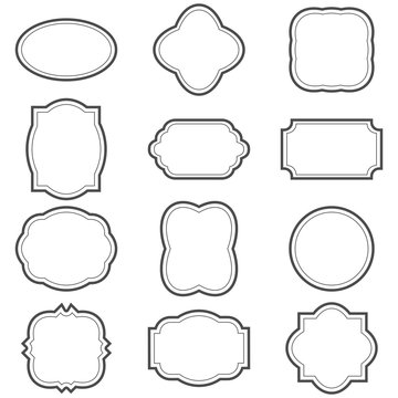 Set of decorative vintage vector frames, isolated on white background