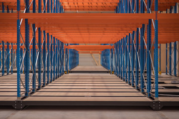 Steel rack in a new warehouse
